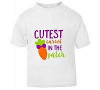 Cutest Carrot in The Patch Easter Statement [EAST23] Short Sleeve Cotton Toddler t Shirt, 1-2 Years, White