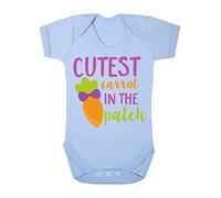 Cutest Carrot in The Patch Statement Baby Grow Vest, 0-3 Months, Pastel Blue