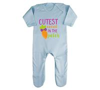 Cutest Carrot in The Patch Statement Baby Romper Jumpsuit with feet, 0-3 Months, Pastel Blue