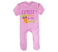 Cutest Carrot in The Patch Statement Baby Romper Jumpsuit with feet, 3-6 Months, Pastel Pink