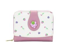 Cutest Fruit Prints Wallet, Card Slots Small Wallet with Zipper, Kawaii PU Leather Purse, Cute Aesthetic Card Holder, Teen Girl Gift for Birthday, Christmas (Purple)