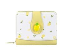Cutest Fruit Prints Wallet, Card Slots Small Wallet with Zipper, Kawaii PU Leather Purse, Cute Aesthetic Card Holder, Teen Girl Gift for Birthday, Christmas (Yellow)