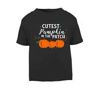 Cutest Pumpkin in The Patch [HALLO19] Short Sleeve Cotton Kids t Shirt, 2-3 Years, Black