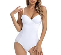 CuteStreet Shapewear for Women Tummy Control Full Body Shaper Elasticity Slimmer Shapewear Seamless Camisole Bodysuits, White, Large
