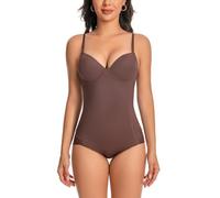 CuteStreet Shapewear for Women Tummy Control Full Body Shaper Elasticity Slimmer Shapewear Seamless Camisole Bodysuits, Brown, X-Small