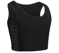 CuteStreet Transgender FTM Chest Binder Adjustable Affordable Breathable and Strong Compression Tank Top Trans Bra Binder, Black, XL