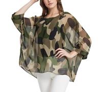 CuteSwan Women Bohemian Floral Printed Blouse Loose Batwing Sleeve Plus Sheer Chiffon Oversize Tunic Tops Top