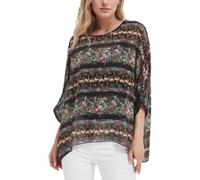 CuteSwan Women Bohemian Floral Printed Blouse Loose Batwing Sleeve Plus Sheer Chiffon Oversize Tunic Tops Top
