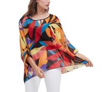 CuteSwan Women Bohemian Floral Printed Blouse Loose Batwing Sleeve Plus Sheer Chiffon Oversize Tunic Tops Top