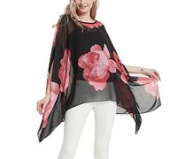 CuteSwan Womens Lagenlook Kaftan Batwing Sleeve Chiffon Blouse Bohemia Loose Floral Blouses Tunic
