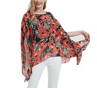 CuteSwan Womens Lagenlook Kaftan Batwing Sleeve Chiffon Blouse Bohemia Loose Floral Blouses Tunic