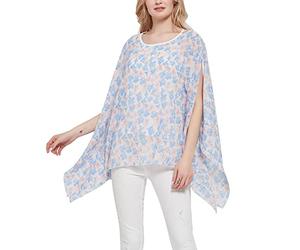 CuteSwan Womens Lagenlook Kaftan Batwing Sleeve Chiffon Blouse Bohemia Loose Floral Blouses Tunic