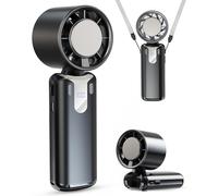 CuteV Portable Handheld Fan, 4000mAh Rechargeable Hand Fan with up to 14Hrs, 3-in-1 Foldable Neck Desk Fan Travel Essentials, 5 High Speeds Personal Cooling Fan, USB Mini Hand Fan for Women, Men