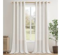 CUTEWIND 2 Pieces Modern Bedroom Linen Curtains with Eyelets 140 x 250 cm, Modern Semi-Transparent Curtains for Living Room Living Room Elegant Bedroom Indoor Curtain, Ivory