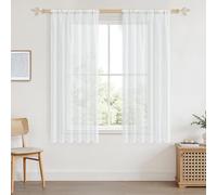 CUTEWIND Pair of Pearl White Drop Sheer Curtains 63 Inch Length Voile Top Curtains for Cafe Window Bedroom Living Room Balcony Basement Nursery Rod Pocket 2 Panels(Pure White,55" x 63")