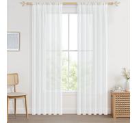CUTEWIND Pair of Pearl White Drop Sheer Curtains 84 Inch Length Voile Top Curtains for Cafe Window Bedroom Living Room Balcony Basement Nursery Rod Pocket 2 Panels(Pure White,55" x 84")