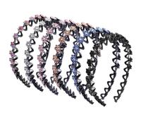 Cutewing Sparkle Rhinestone Headbands with High Elastic Glitter Flower Headband Comfortable Non Slip Hairband Bling Hair Hoop Hair Accessories for Women Girls with 6PCS