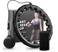 Cutewolf Infinity Hoop, Weighted Hula Fit Hoop Plus Size for Adult Weight Loss, 32 Detachable Links Smart Fitness Hoop, Fitness and Massage 2 in 1, Great for Adults and Beginners (Black)