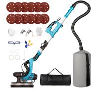 Cutforge Drywall Sander with Vacuum Auto Dust Collection LED Light 1050W | 7 Speeds Wall Sander, Foldable Extendable Electric Drywall Sander for Walls Popcorn Ceiling, 12 Pcs Sanding Discs, Blue
