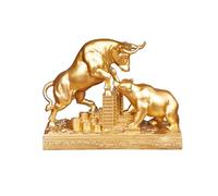Cutfouwe Bull and Bear Figures, Decorative Figure for Office and Living Room, Finance Lovers and Stock Market Enthusiasts, Gold