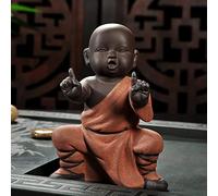 Cutfouwe Chinese Kung Fu Little Monks Figurine，Ceramic Tiny Cute Buddha Statue，Baby Buddha figure Collectibles Crafts Zen Ornaments Shelf Desktop Garden Home Office Decoration,1