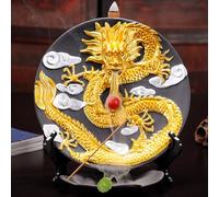 Cutfouwe Dragon Backflow Incense Burner Both for Incense Stick and Backflow Cone, Ceramic Incense Holder Waterfall Burner, Feng Shui Statue,Gold