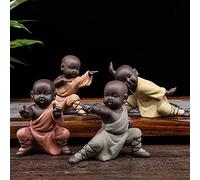 Cutfouwe Little Kungfu Monk Mini Meditation Buddha Statue Home Decor Shaolin Temple Monks Yoga Figurine Collectible Craft Feng Shui Sculpture Decor for Home Office Shelf Desktop (Combination-2)