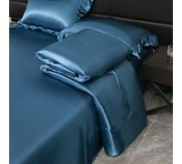 Cutfouwe Luxury Lightweight Satin Summer Blanket for Warm Nights, Thin Silky Shine Duvet for Summer,Blau,135x200cm