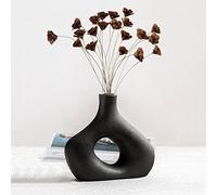 Cutfouwe Vase Black Matt for Pampas Grass,Modern Ceramic Vase Deco Living Room,Handmade Vases Wedding Table Decoration,Vase Creative Hollow Design for Home Office Decoration