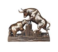 Cutfouwe Wall Street Bull and Bear Figures Resin Statue Decoration Figure for Office Decoration Stock Exchange Lovers Bull Bear Battle Resin Statue