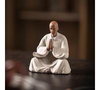 Cutfouwe Zisha Zen Monk Buddha Statue Sculptures Ornament for Wealth Good Luck Feng Shui Home Decor Buddha Tea Pets Tea Ceremony Decorations,Praying Monk
