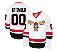 Cuthbert #00 Griswold Movie Ice Hockey Jersey Men's Christmas S-3XL Vacation Stitched Shirts, White, XL