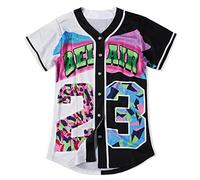 CUTHBERT 90s Outfit for Women,Bel Air Baseball Jersey Shirt for Theme Party,Short Sleeve Jersey Shirt for Party and Club, 23black/White, Medium