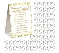 CUTHLLOW Don't Say Bride Wedding Shower Game Signs with Rings, Polka Dots Funny Games Sign and 60 PCS Metal Fake Rings for Bridal Shower Game Winner Gifts, Engagement Party Supplies
