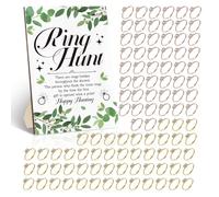 CUTHLLOW Ring Hunter Wedding Shower Game Signs with Rings, Leaves Funny Wooden Game Sign and 100 PCS Metal Fake Rings for Bridal Shower Game Winner Gifts, Engagement Party Supplies