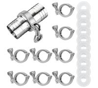 CUTHOLLOW 10PCS 1.5" TC Single Pin Heavy Duty Sanitary Clamp Kit | Industrial Grade 304 Stainless Steel Tri Clamp with Wing Nut, Ferrule & Silicone Gaskets for Hygienic Piping