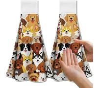 CUTHOLLOW 2 Pcs Dogs all over the place Hanging Kitchen Towels with Loop