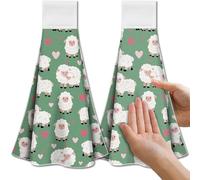 CUTHOLLOW 2 Pcs Sheep and Loving Heart Hanging Kitchen Towels with Loop