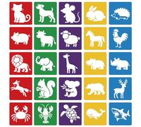 CUTHOLLOW 25 PCS Animal Painting Shape Stencils Sets - 8 Inch Reusable&Washable Drawing Template, Different Animals Primary Themed Sidewalk Chalk Art Stencils Kit for Craft Room Wall Paper