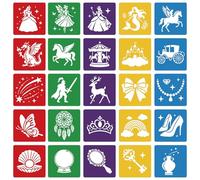 CUTHOLLOW 25PCS Fairies and Castles Painting Shape Stencils Sets - 8 Inch Reusable&Washable Drawing Template, Different Primary Themed Sidewalk Chalk Art Stencils Kit for Craft Room Wall Paper