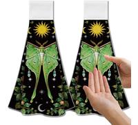 CUTHOLLOW 2PCS Moon Phases Moths Tea Towels for Kitchen with Loop, 31.5x43.5cm Soft Super Absorbent Microfiber Decorative Hanging Dish Towel, Tea, Coffee Towel for Kitchen Bathroom Oven Handle