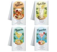 CUTHOLLOW 4Pcs Cocktails and Recipe Kitchen Towels Cute Tea Towels