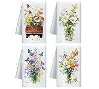 CUTHOLLOW 4Pcs Daisy Flowers Bouque Kitchen Towels Cute Tea Towels