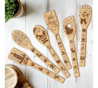 CUTHOLLOW 6PCS Christmas Wooden Kitchen Cooking Utensil Set