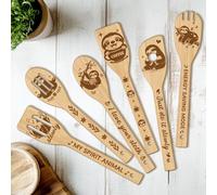 CUTHOLLOW 6PCS Sloths Wooden Kitchen Cooking Utensil Set
