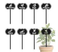 CUTHOLLOW 8PCS Metal Plant Markers Stakes Food Spices with Pattern for Outdoor Indoor, 3.5"x7" Waterproof Cute Garden Plant Labels Signs Tags for Farmhouse Greenhouse Decor - Funny Gardening Gifts