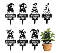 CUTHOLLOW 8PCS Metal Plant Markers Stakes Gnome with Vegetable for Outdoor Indoor, 3.5"x7" Waterproof Cute Garden Plant Labels Signs Tags for Farmhouse Greenhouse Decor - Funny Gardening Gifts