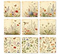 CUTHOLLOW 9 Pack Decorative Cork Coasters, Table Protector for Drinks