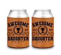 CUTHOLLOW Awesome Like My Daughter Can Cooler Sleeve, 2PCS Thicken Leather Universal Beer Cooler Insulated 16 OZ, Summer Beer Gifts for Men, Dad Birthday Gifts, Christmas Presents