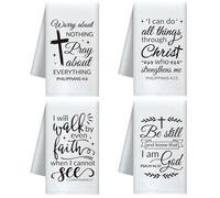 CUTHOLLOW Bible Quote Decorative Kitchen Towels Set of 4, 60x40cm Soft & Absorbent Microfiber Dish Towel for Tea Coffee Bar Home, Best Gift for Mother's Day Housewarming Christmas Birthday
